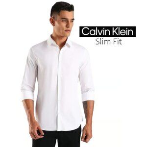 Men's - Calvin Klein Slim Fit Performance Non-Iron Long Sleeve Dress Shirt
